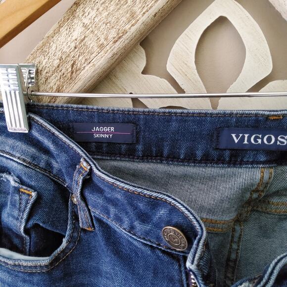 Vigoss Women's Marley Mid-Rise Jagger Skinny Destructed Denim Jeans Classic Fit - Picture 9 of 10